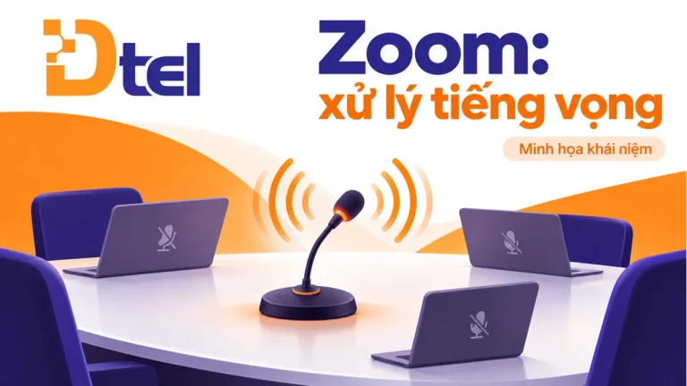 Minh họa khái niệm: Zoom bị tiếng vọng trong phòng họp: kiểm tra nhiều thiết bị cùng bật âm thanh