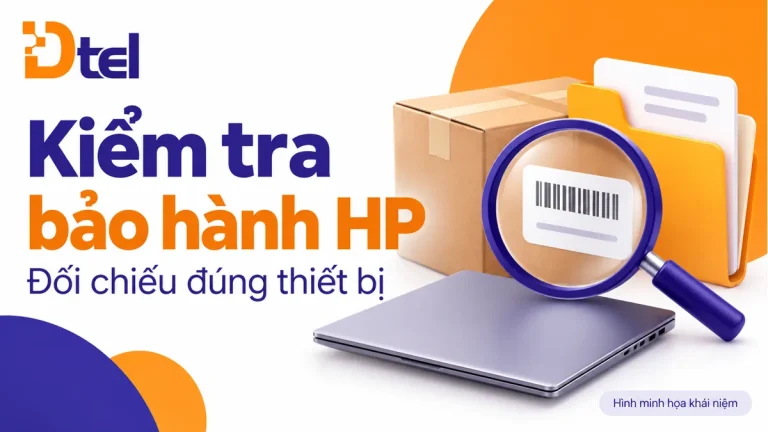 Minh họa khái niệm: Kiểm tra bảo hành HP: phân biệt mã sản phẩm và số sê-ri trước khi tra cứu