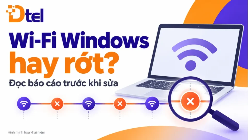 Minh họa khái niệm: Wi-Fi Windows hay mất kết nối: tạo và đọc WLAN Report trước khi sửa